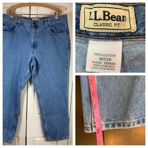 LL Bean Blue Jeans Denim Mens Size 38x28 Classic Fit‎ Basic Dad 220626 Tag 38x29